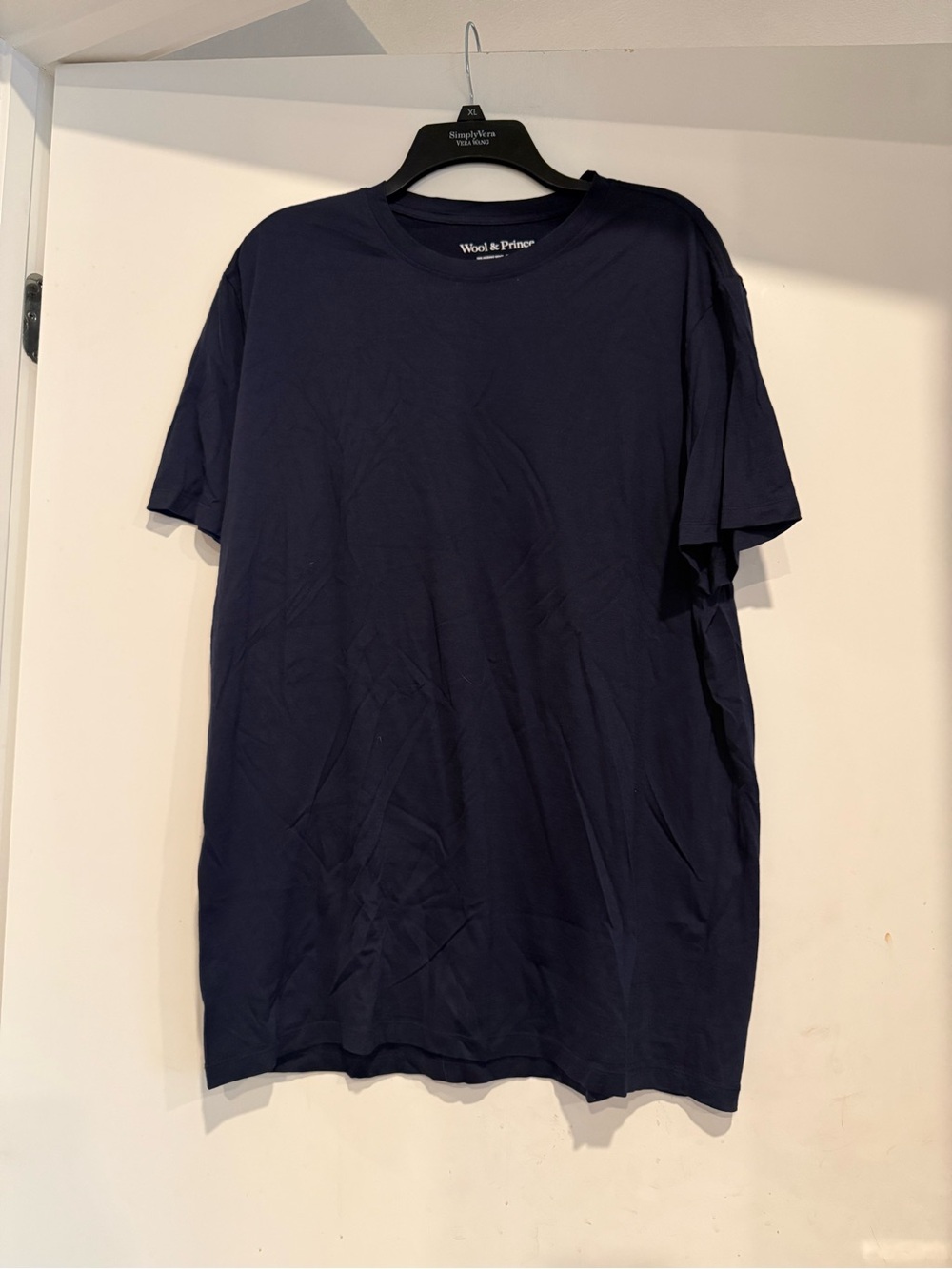 Wool & Prince Signature Crew Neck Tshirt Wool Blend Navy Size XL